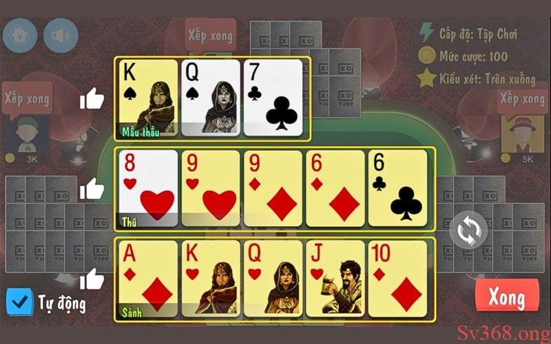 Ví dụ về cách sắp xếp các chi trong binh xập xám